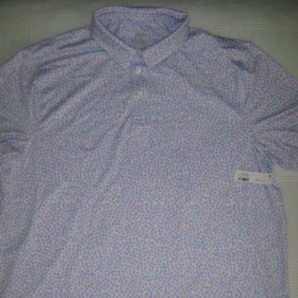 NWT Mens Short Sleeve Patterned Performance Polo Purple Members Mark Size XXL - Picture 4 of 8